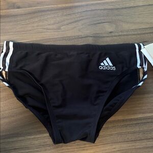 Adidas Black/a white swim brief size 32. NWT
